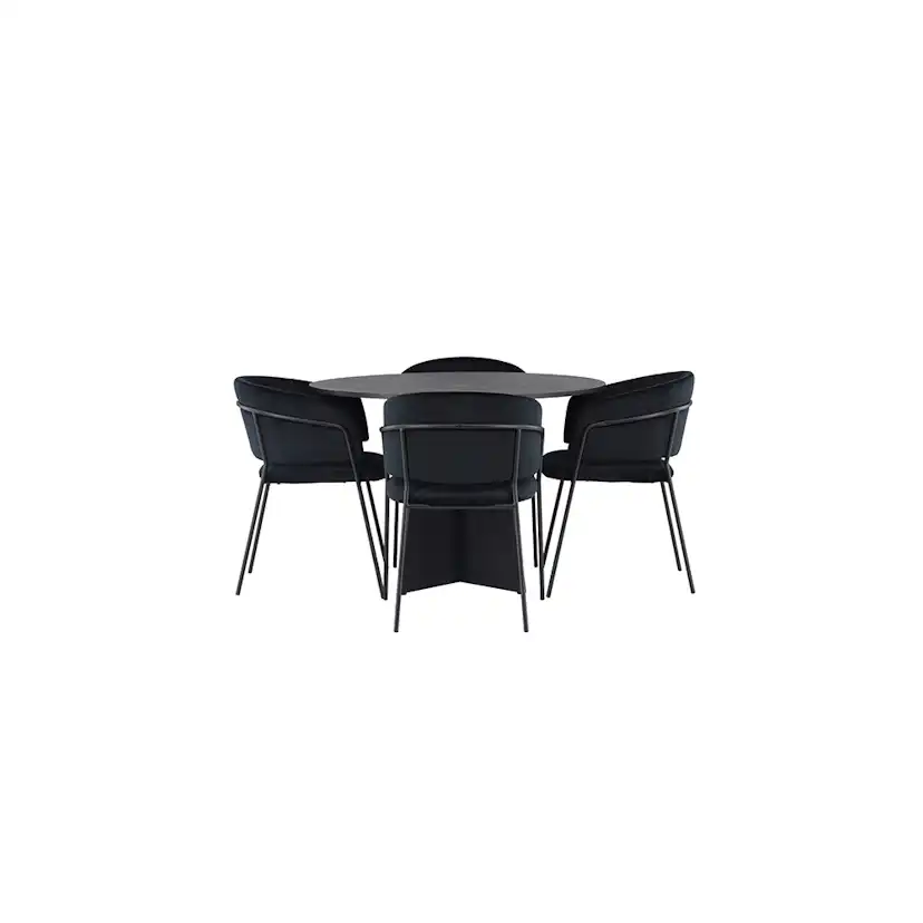 Matgrupp Venture Home Bootcut Ø110 cm med 4 st Selma stolar