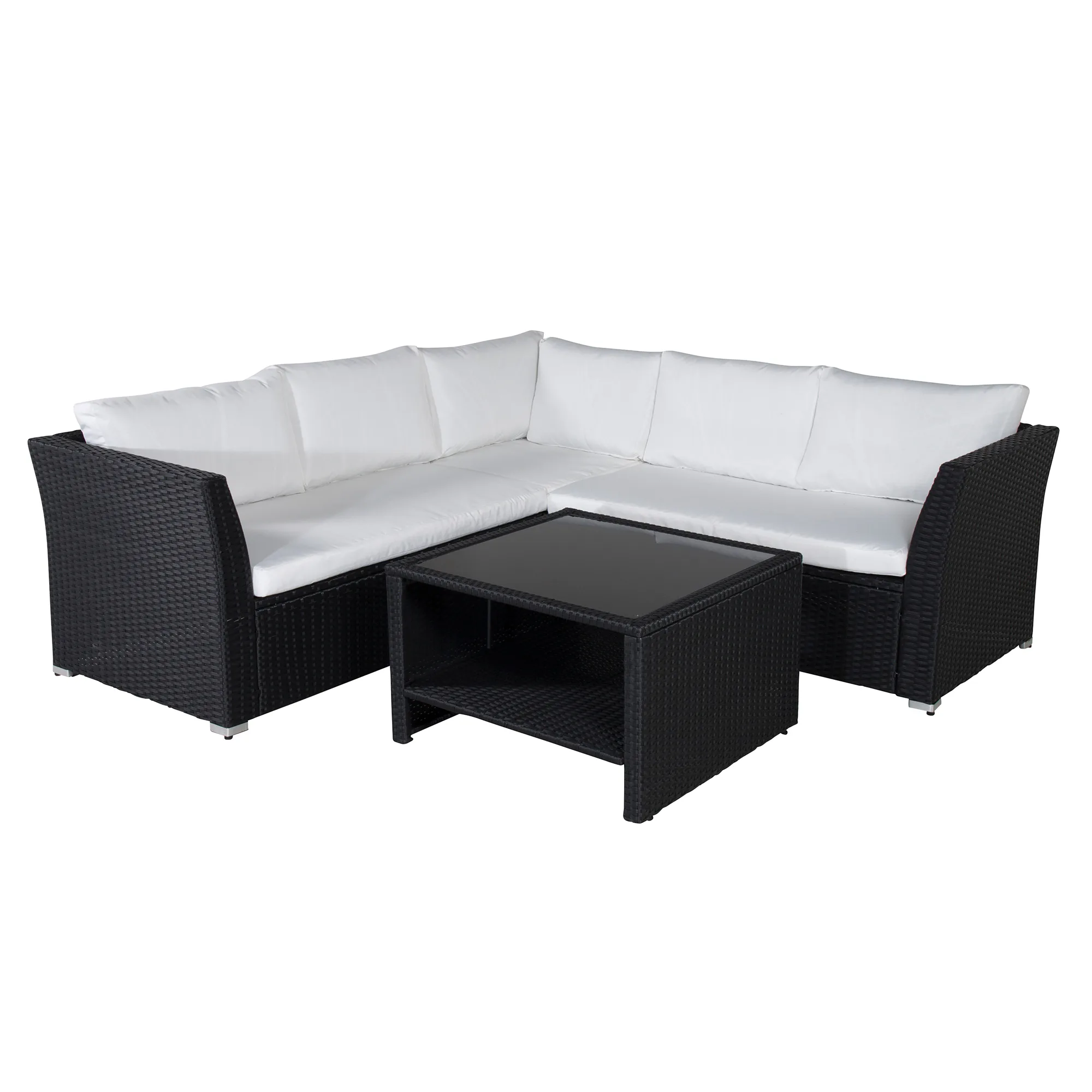 Haiti Sofa Set - Black Wicker / White Cushion Svart/Vit
