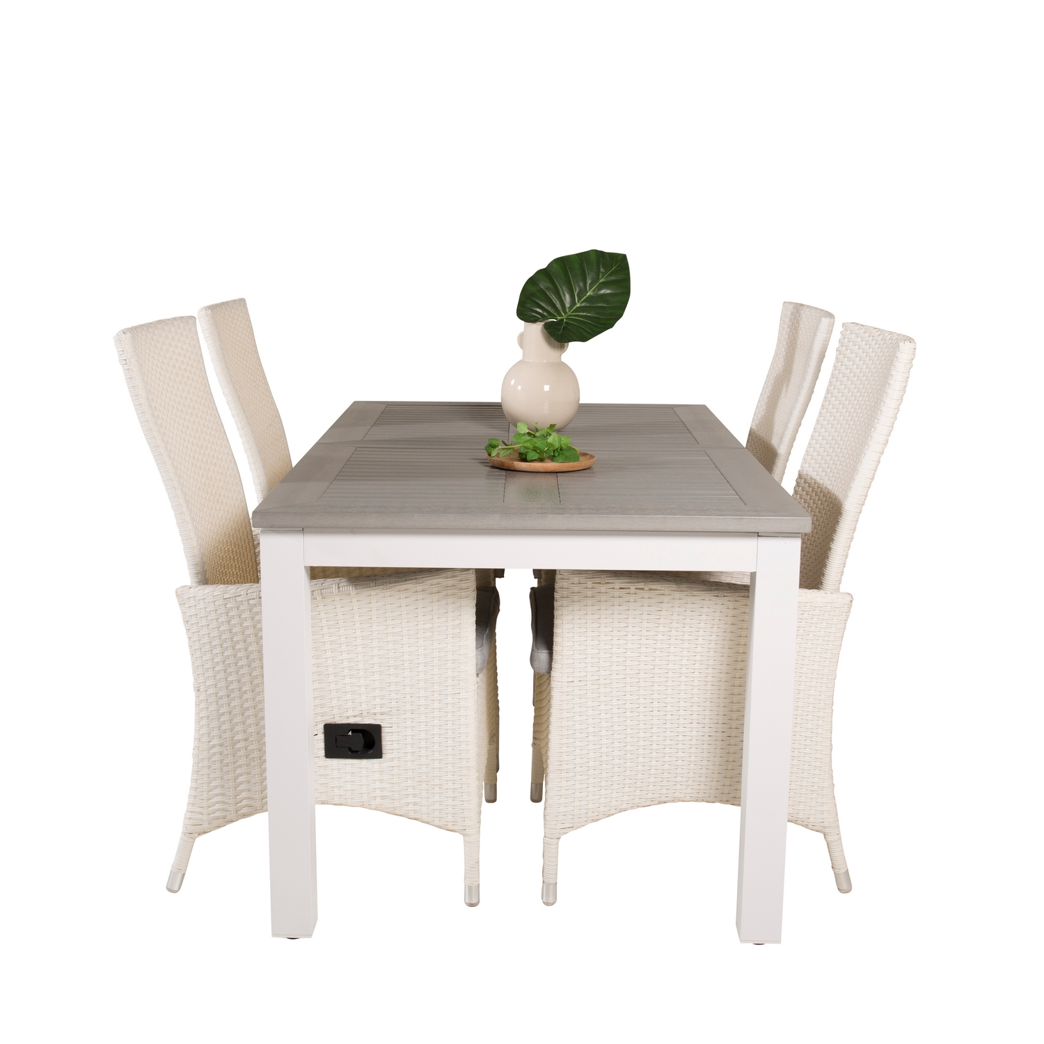 Albany Dining Table 152/210*90 - White Alu / Grey Aintwood+P Vit/Grå