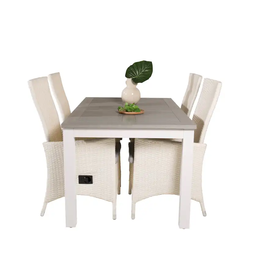 Albany Dining Table 152/210*90 - White Alu / Grey Aintwood+P Vit/Grå