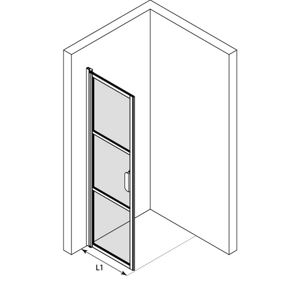 Bläk 735 Tokyo Vändbar duschvägg 595x1950 mm, Klarglas, Svarta Profiler