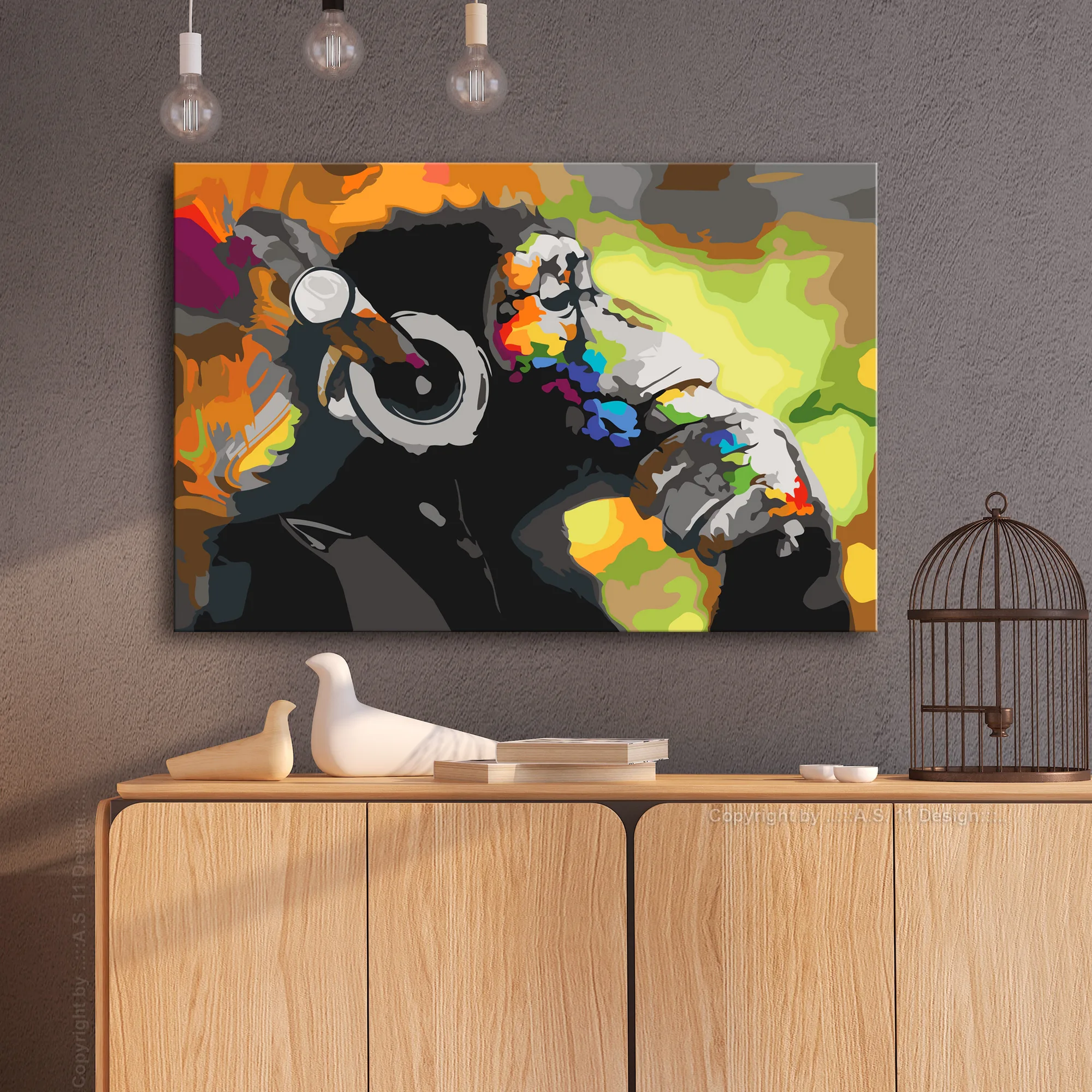 Gör-det-själv Målningar Arkiio Monkey In Headphones (Multi Colour)