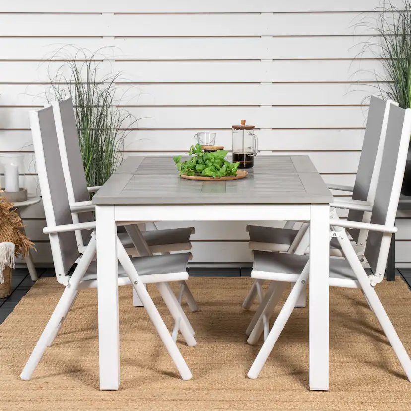 Albany Dining Table 152/210*90 - White Alu / Grey Aintwood+B Vit/Grå