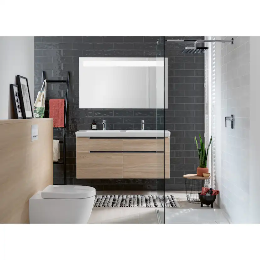 Tvättställ villeroy & Boch Subway 2.0 7175D0R1 Vit Alpin CeramicPlus, Med Bräddavlopp, för Två Trehålsblandare