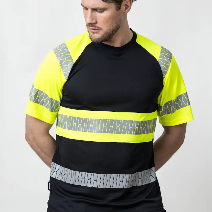 T-shirt Jobman Varsel Svart/Gul V