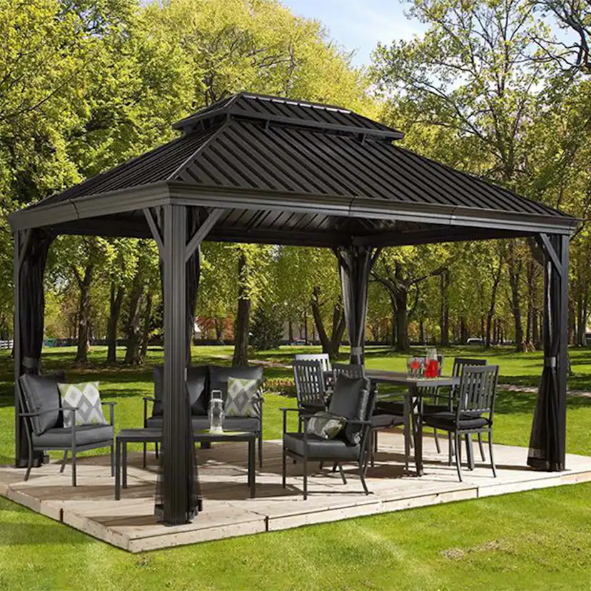 Messina Pergola 11 kvm Area 11 m2, Stomme: Svart, Tak: Svart