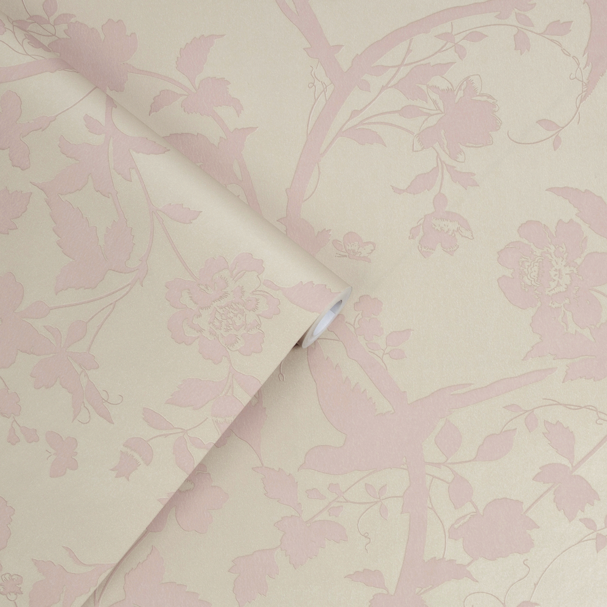 Tapet Laura Ashley Oriental Garden Pearlescent Chalk Rosa