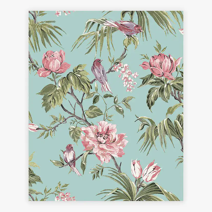 Tapet NEXT Birds & Blooms Duck Egg