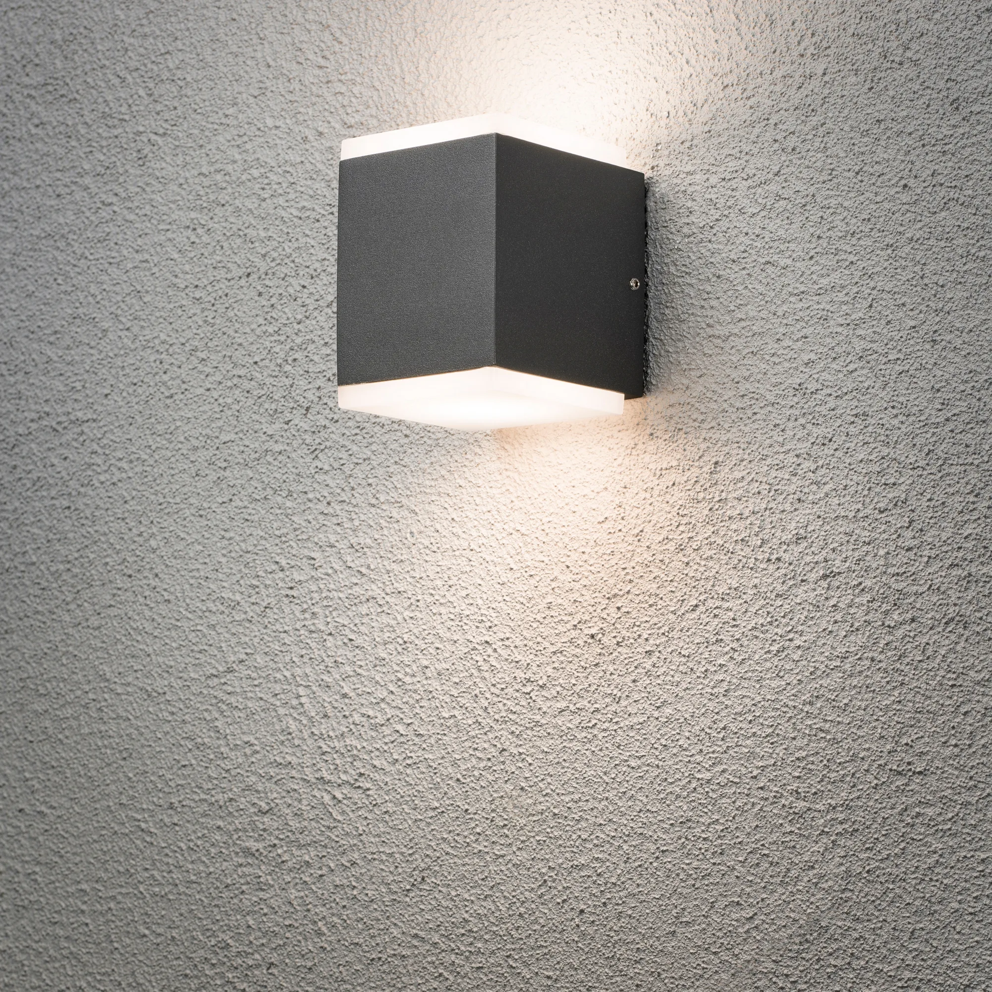 Monza vägglykta upp/ned kub 2x6W "High Power" LED mörkgrå Upp/Ned 2X6W