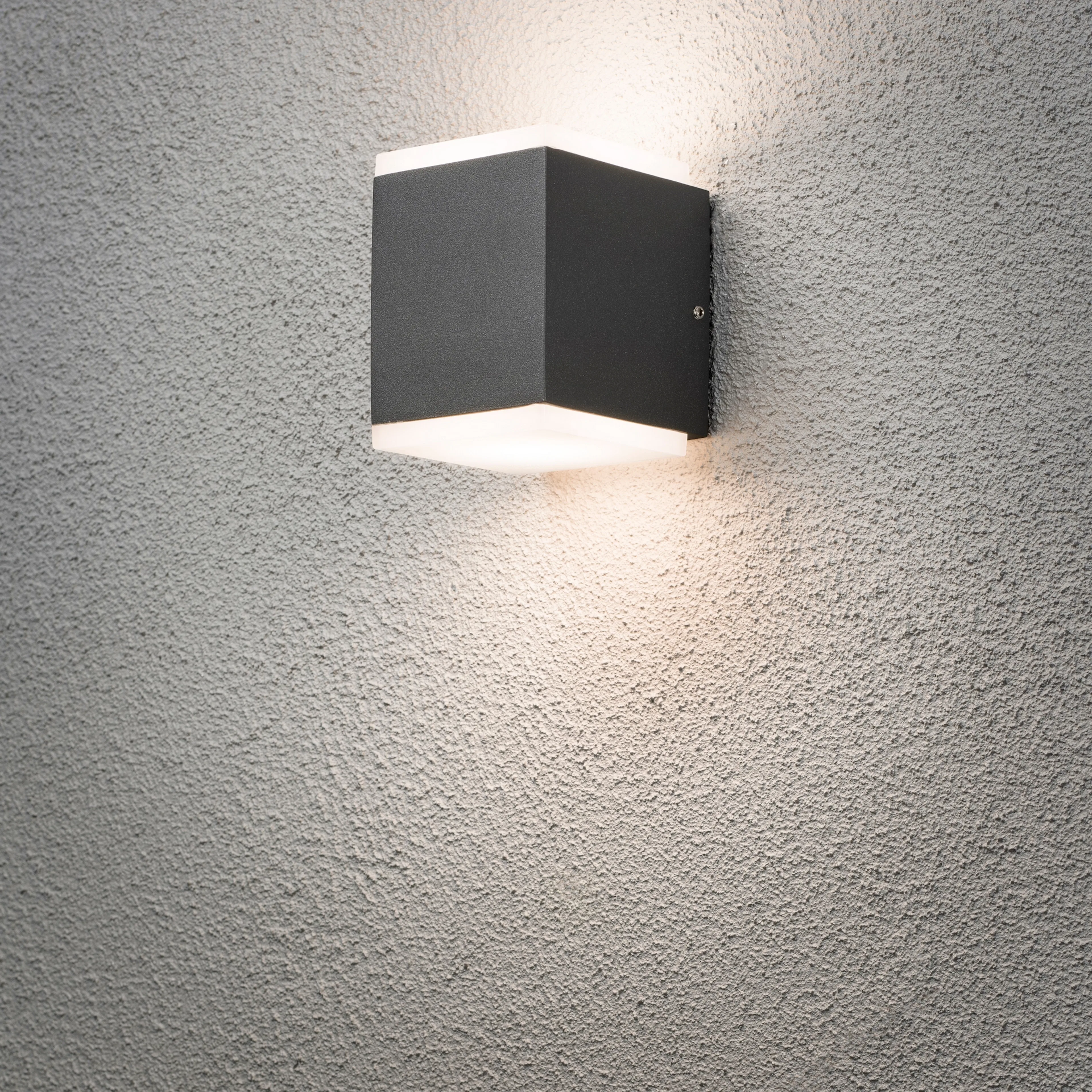 Monza vägglykta upp/ned kub 2x6W "High Power" LED mörkgrå Upp/Ned 2X6W