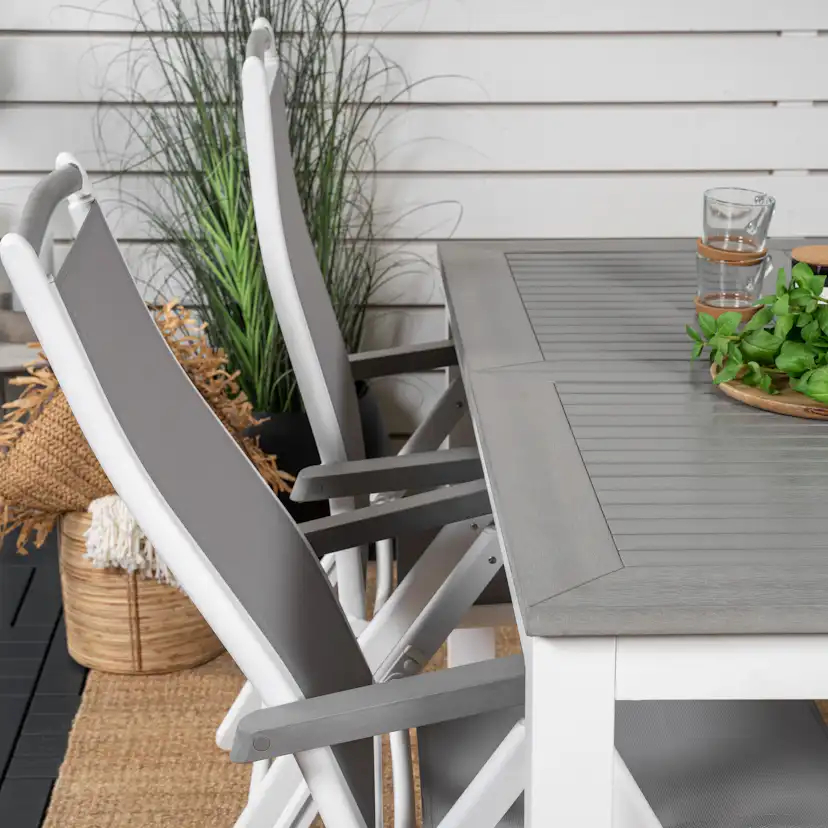 Albany Dining Table 152/210*90 - White Alu / Grey Aintwood+A Grå
