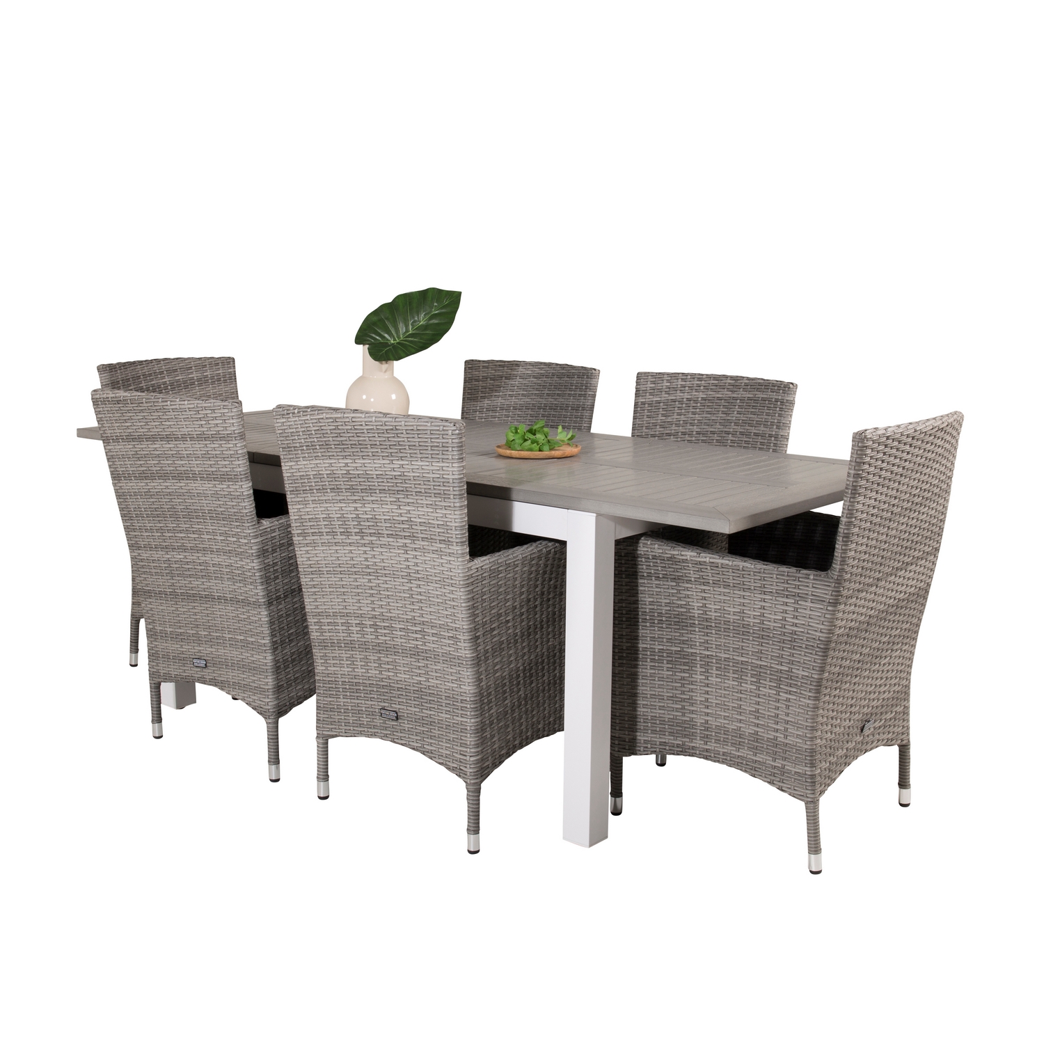 Albany Dining Table 152/210*90 - White Alu / Grey Aintwood+M Grå