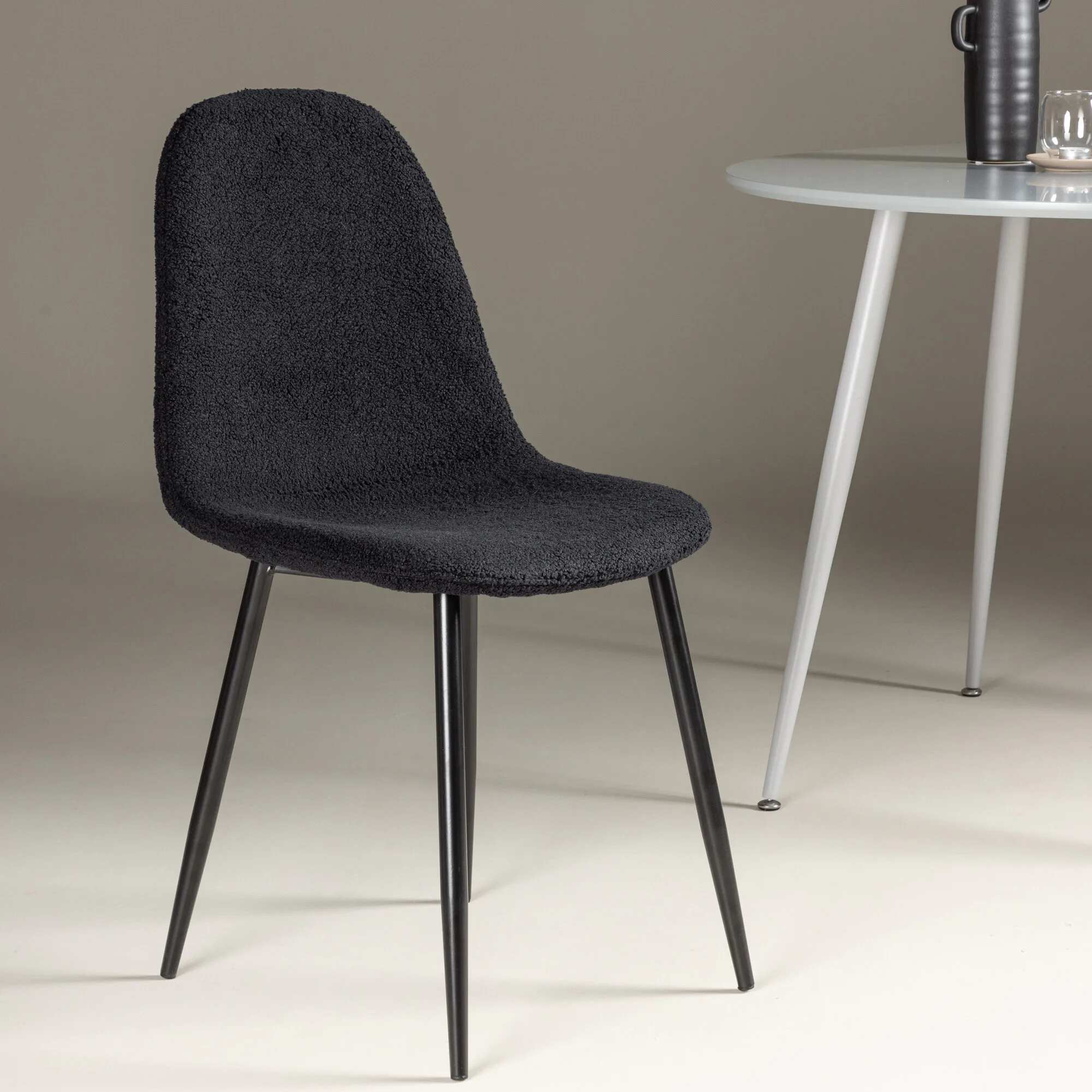Polar Dining Chair 2-pack - Black / Black Teddy / FSC 100% Svart
