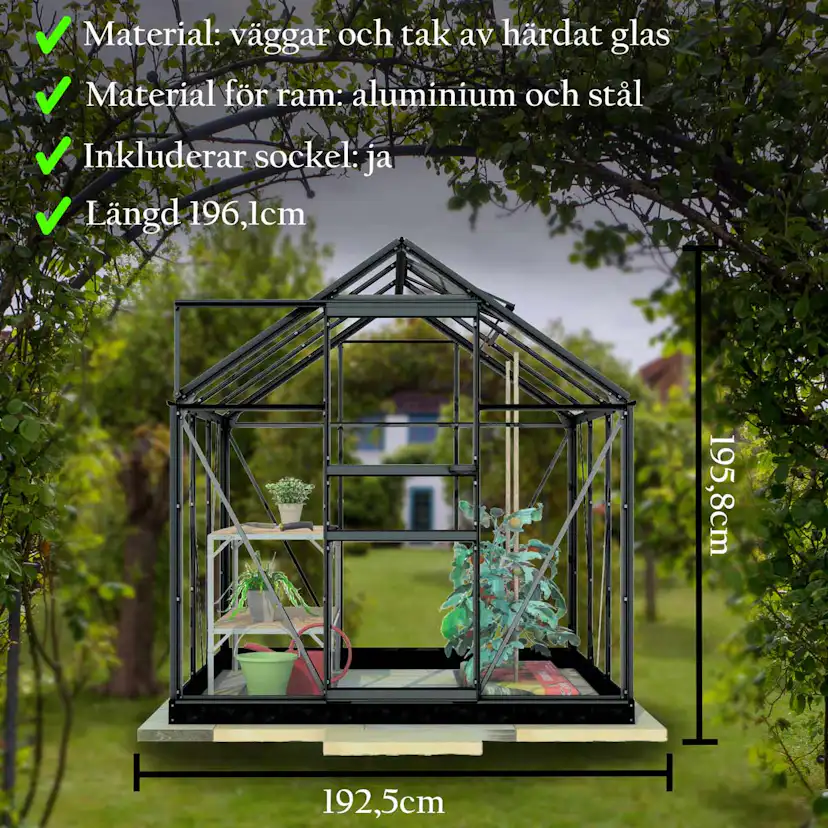 Växthus Glas Lykke Svart