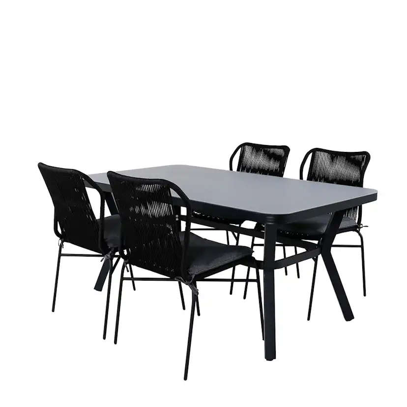 Matgrupp Venture Home Vyn med 4 Julle Stapelbara Matstolar
