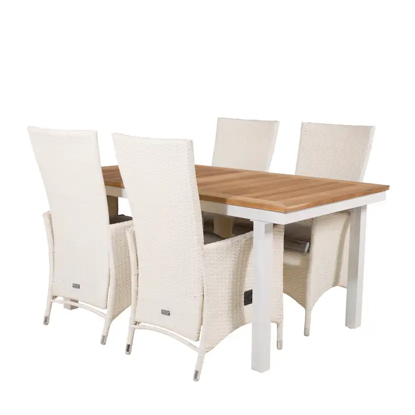 Panama Dining Table 160/240*90 - White Alu / Teak+Padova Arm Blanka Ben