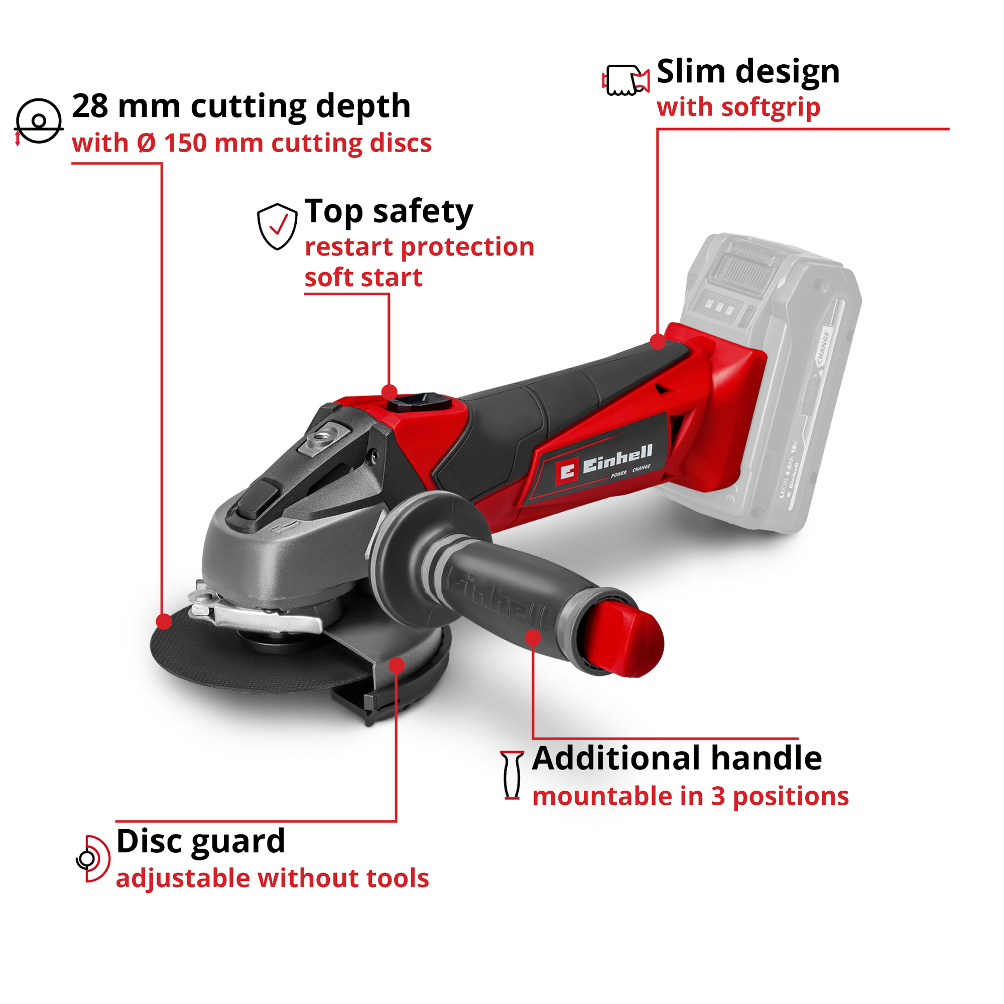 Vinkelslip Einhell PXC TE-AG 18 Li Solo
