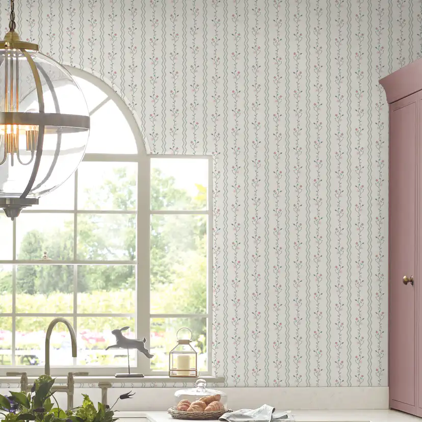 Tapet Laura Ashley Blencow Stripe Dark Duck Egg Blå 122748