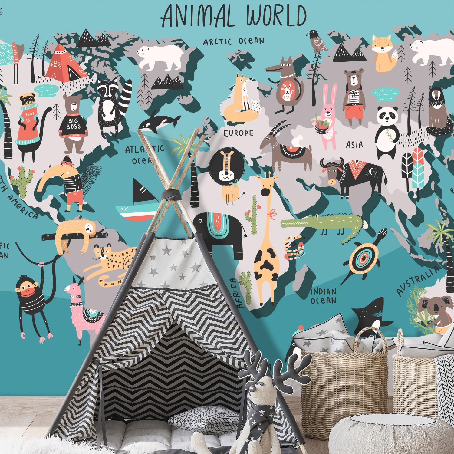 Fototapet Arkiio Animal Map