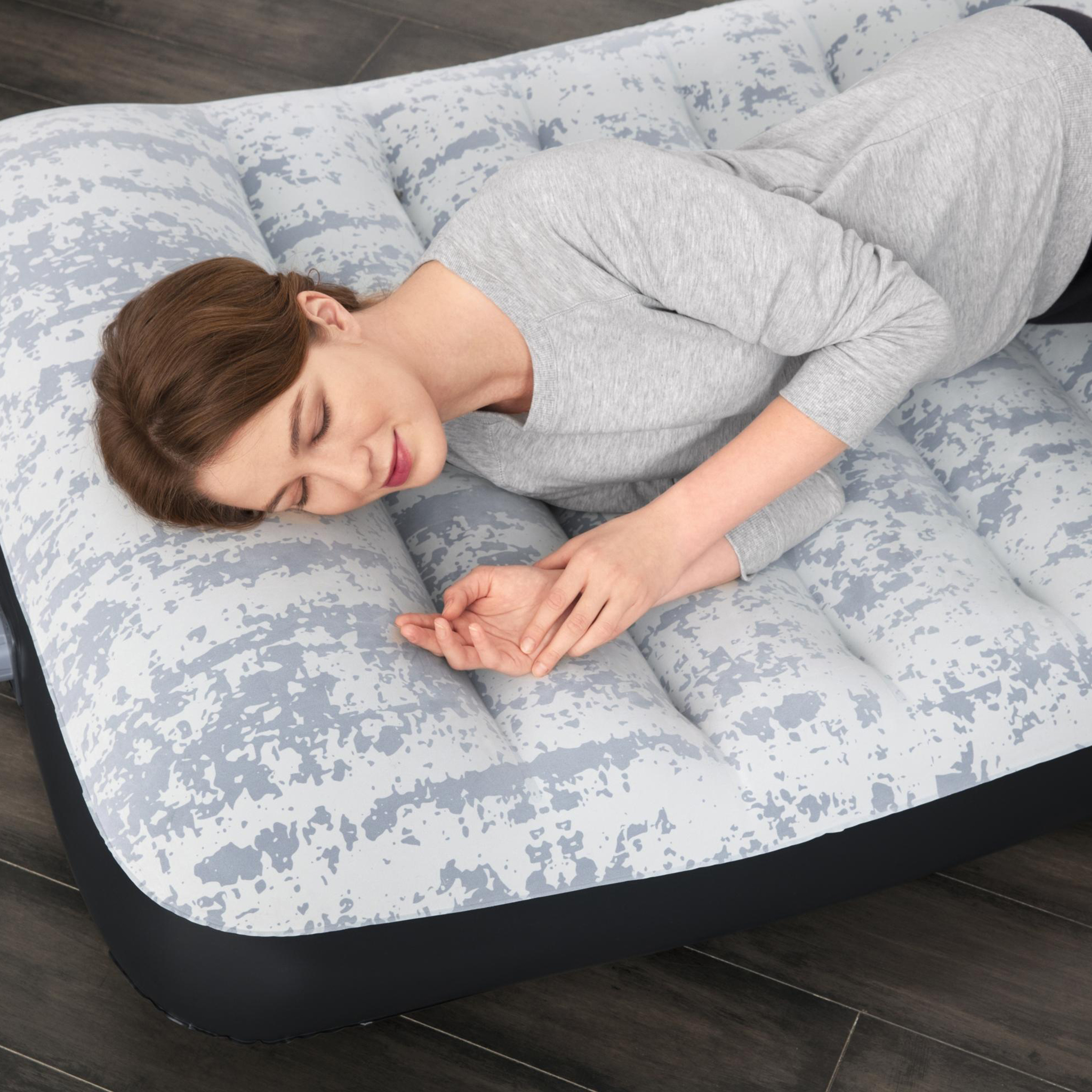Uppblåsbar madrass Bestway Inbyggd Pump Tritech Airbed Twin Fashion Flock