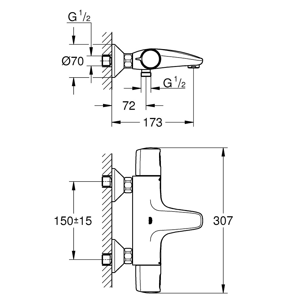 Dusch- och Badkarsblandare Grohe Precision Trend 34227 150 cc