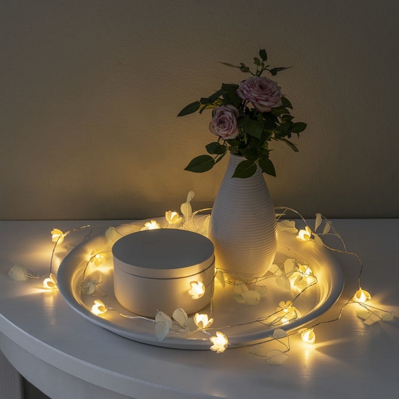 Ljusslinga Gnosjö Konstsmide Klara/Vita Blommor 20 LED