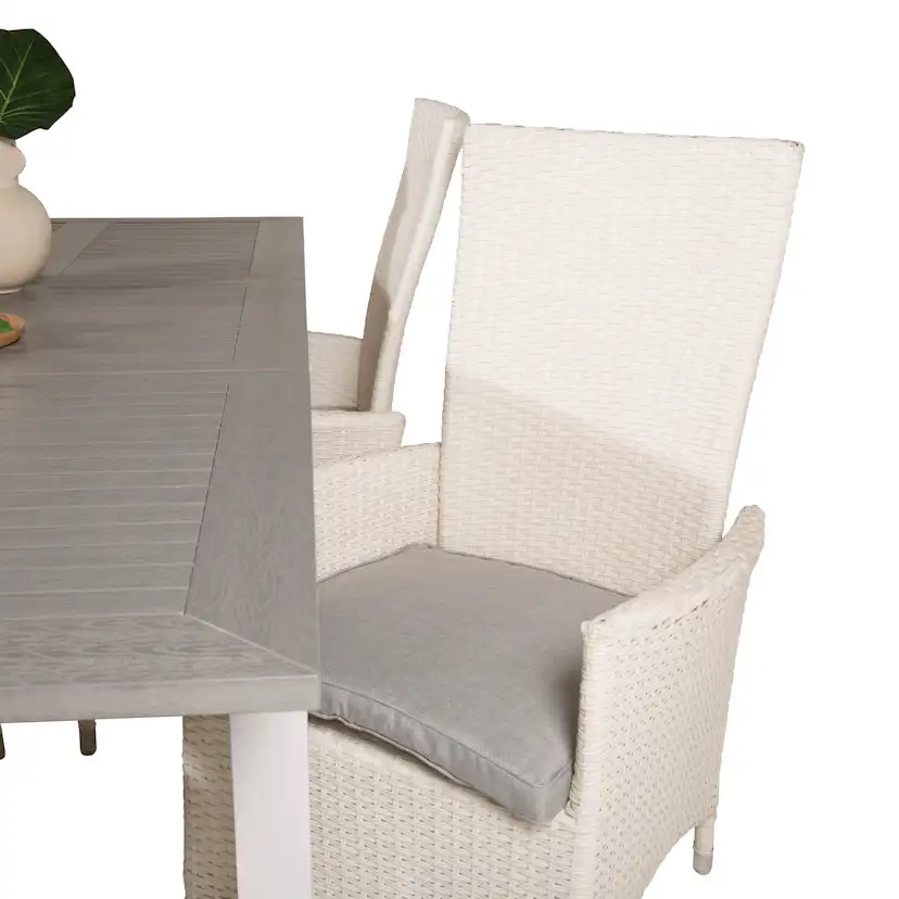 Albany Dining Table 152/210*90 - White Alu / Grey Aintwood+P Vit/Grå