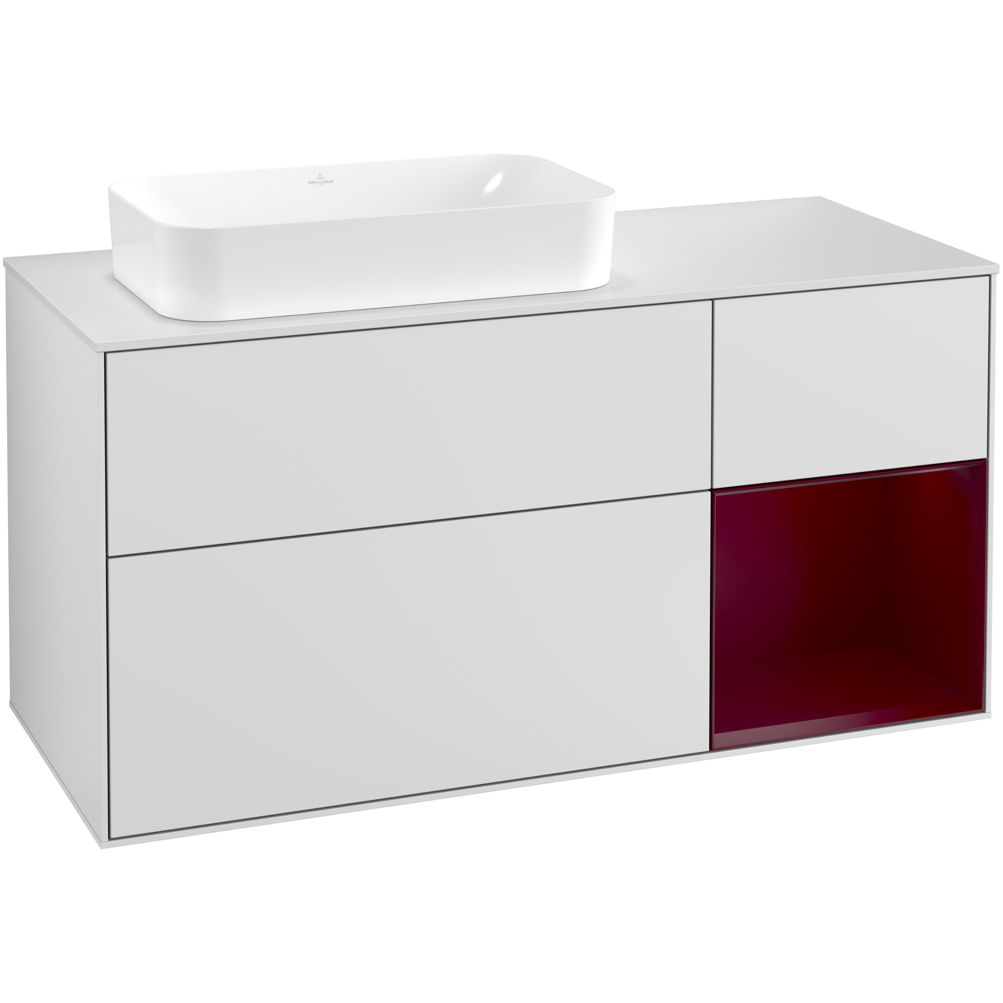 Tvättställsskåp Villeroy & Boch Finion med 3 Lådor Hylla och Bänkskiva för Ocentrerat Fristående Tvättställ