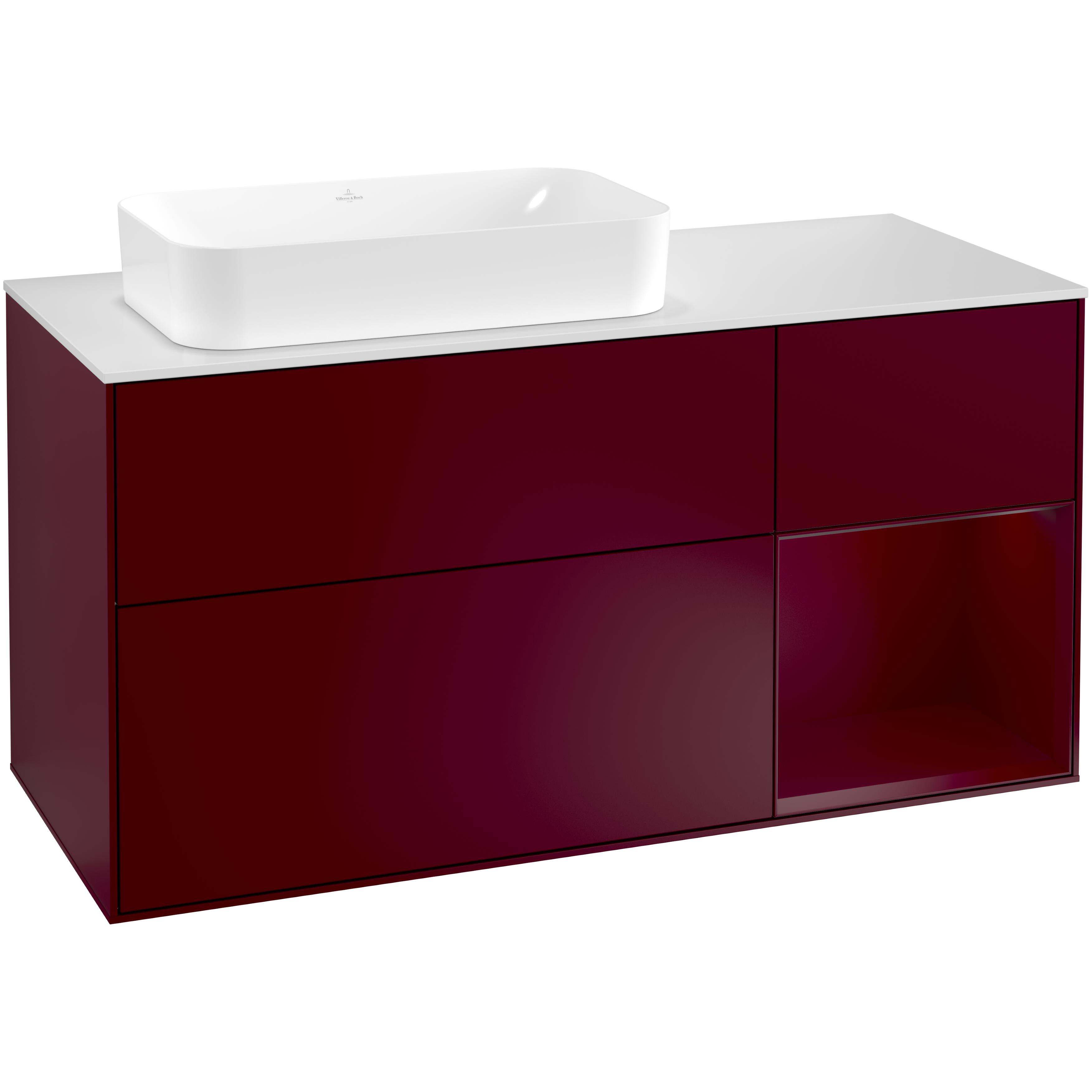 Tvättställsskåp Villeroy & Boch Finion med 3 Lådor Hylla och Bänkskiva för Ocentrerat Fristående Tvättställ