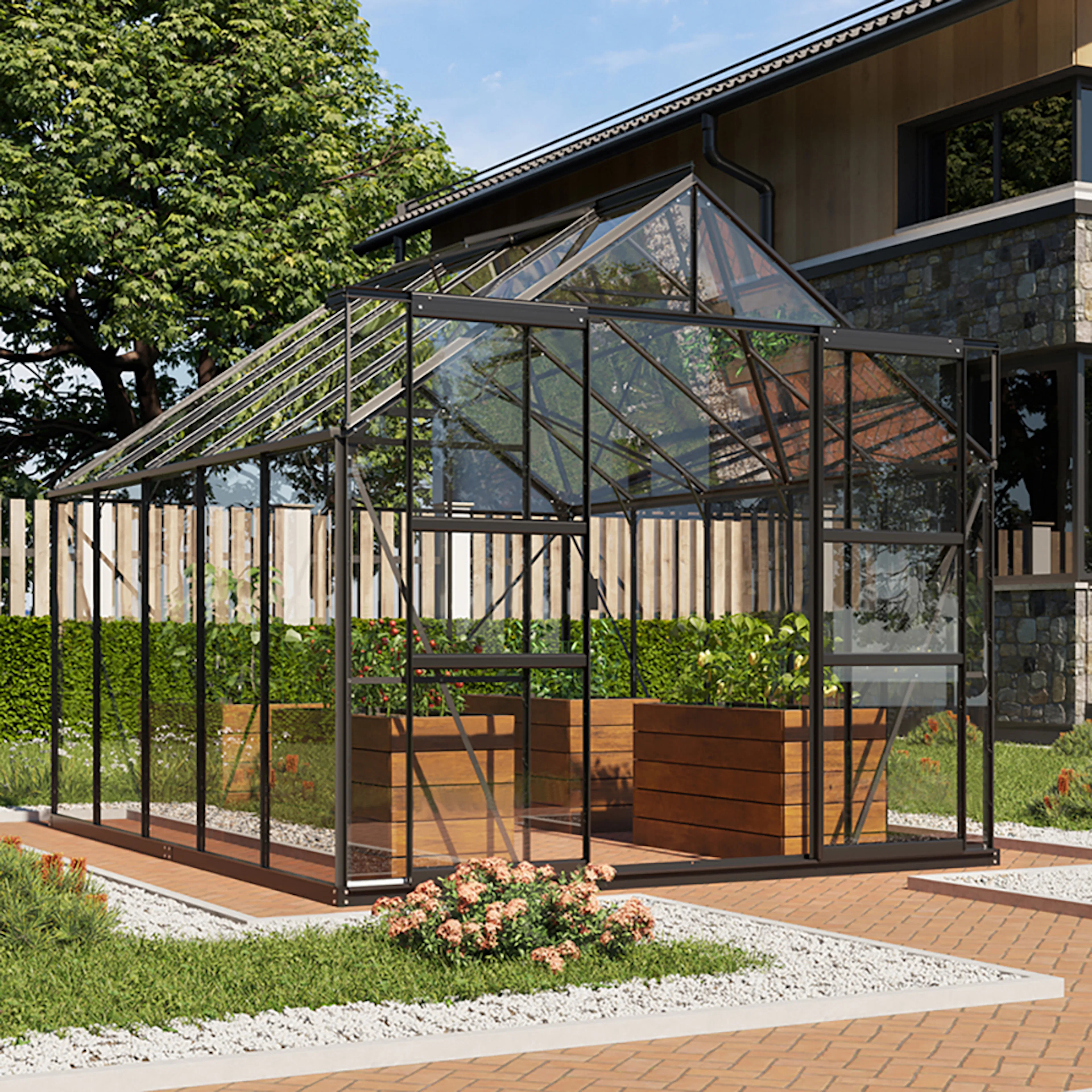 Växthus Vitavia Mars 8300 3mm Härdat Glas Svart