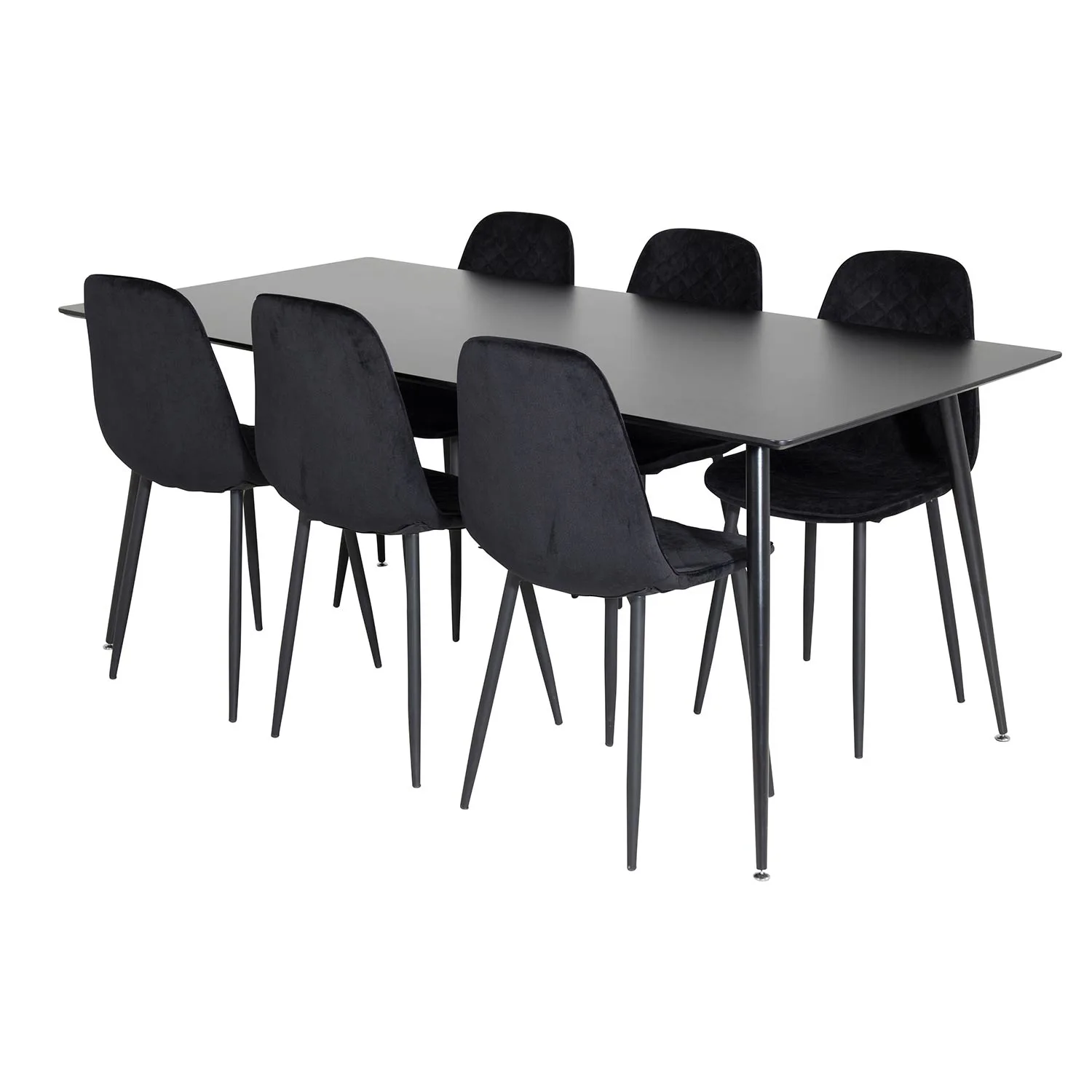 Silar Table-180 cm-Black Melamine+Polar Chair-Black Velvet_6 Svart