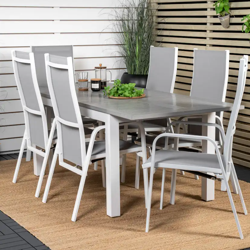 Albany Dining Table 152/210*90 - White Alu / Grey Aintwood+C Vit/Grå