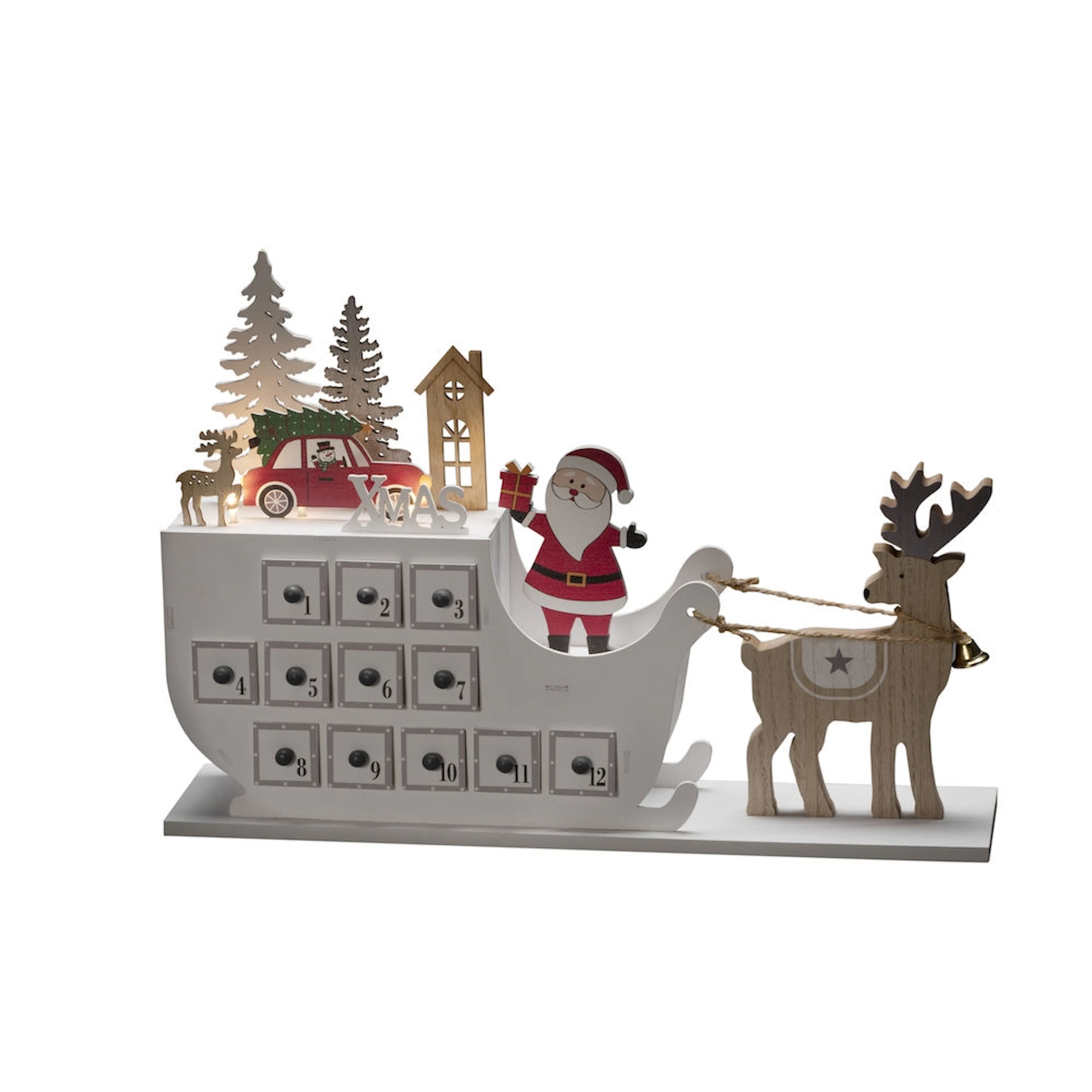 Adventskalender Gnosjö Konstsmide Motiv Trä LED