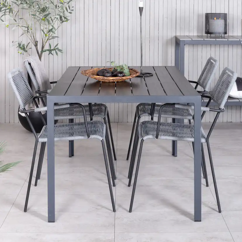 Matgrupp Venture Home Bundy med 4 Levi stolar Grå