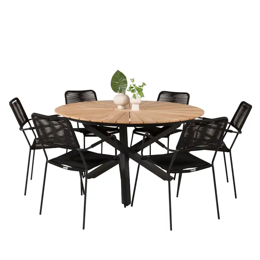 Lindos Armchair - Black Alu / Black Rope Svart