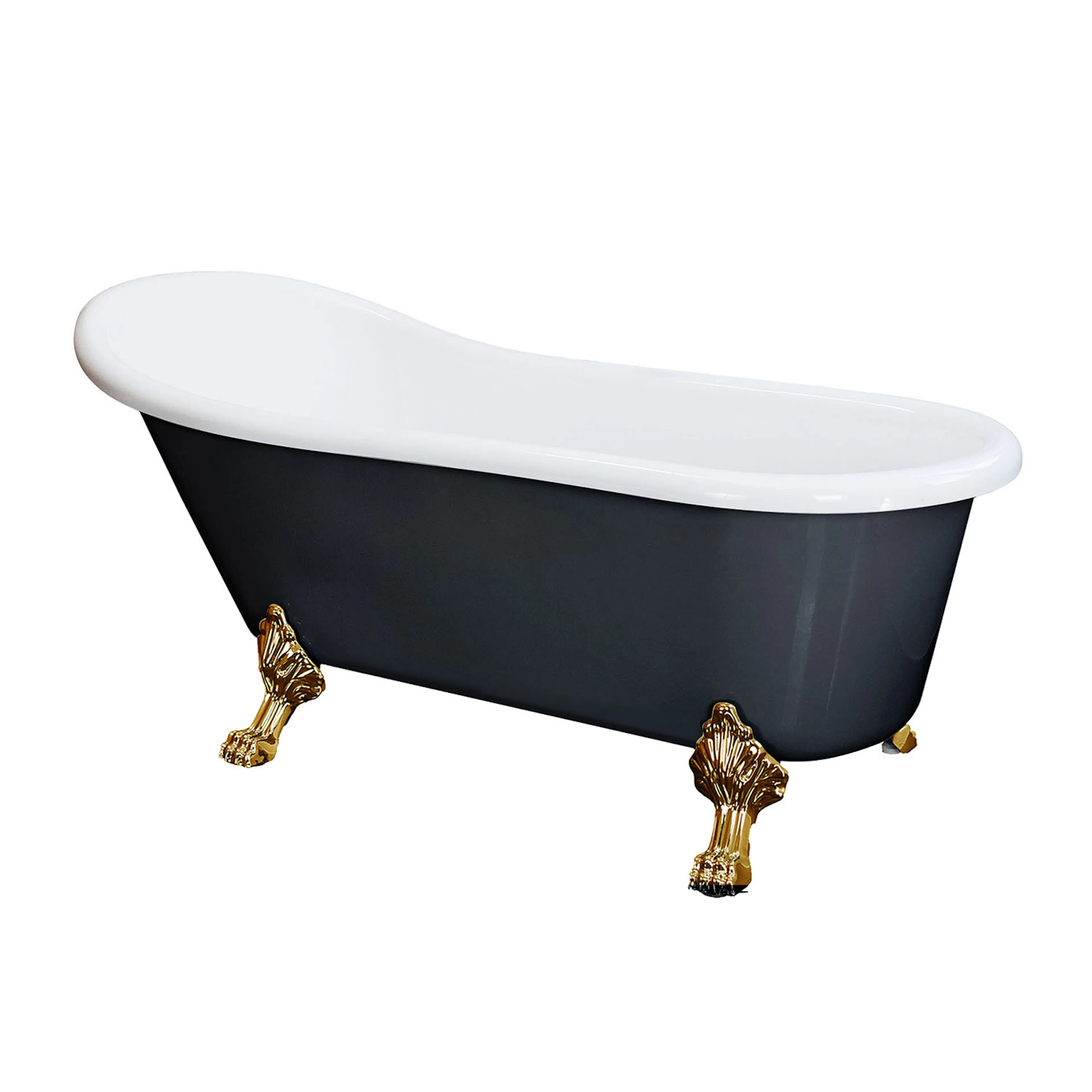 Badkar 170cm Svart Tassar Guld - The Classic Svart, Guld