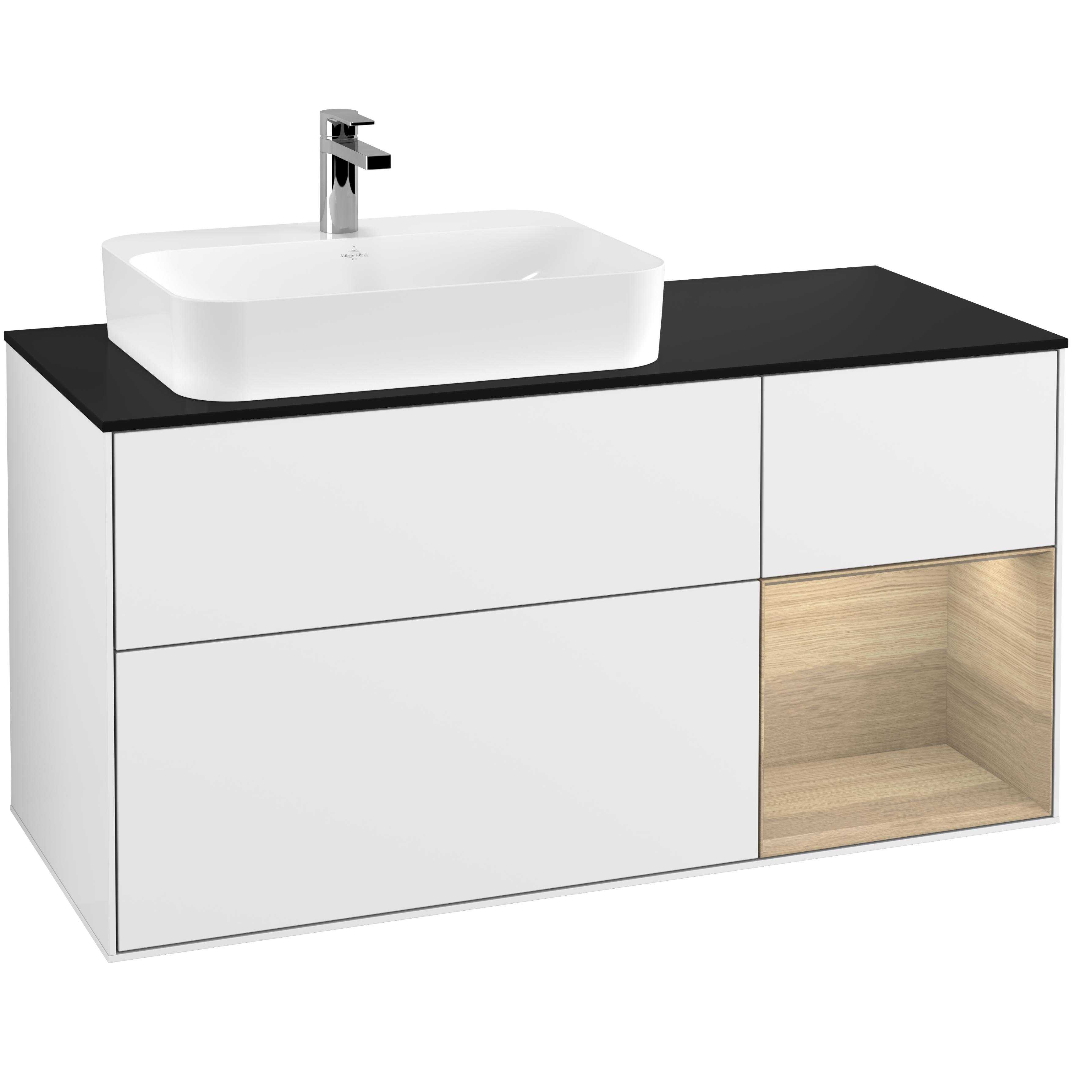 Tvättställsskåp Villeroy & Boch Finion med 3 Lådor Hylla och Bänkskiva för Ocentrerat Ytmonterat Tvättställ