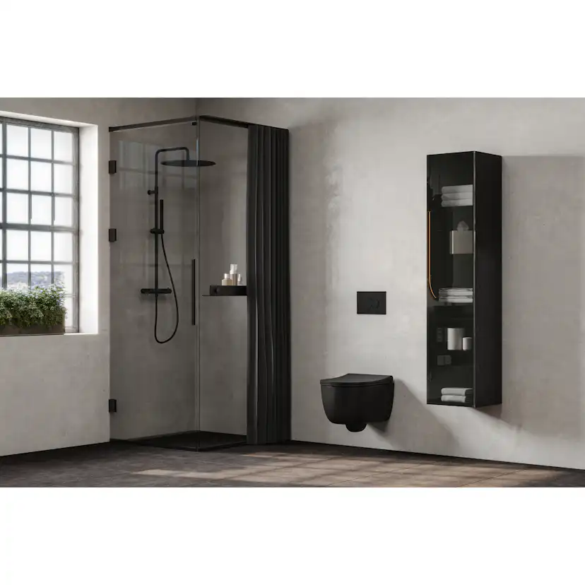 Langfoss Gardinskena 90x7x1,5 Svart Matt B: 900 mm, Mattsvart