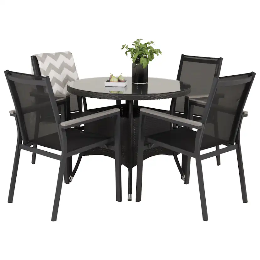 Matgrupp Venture Home Virda Ø 90 med 4 Pincy Stolar