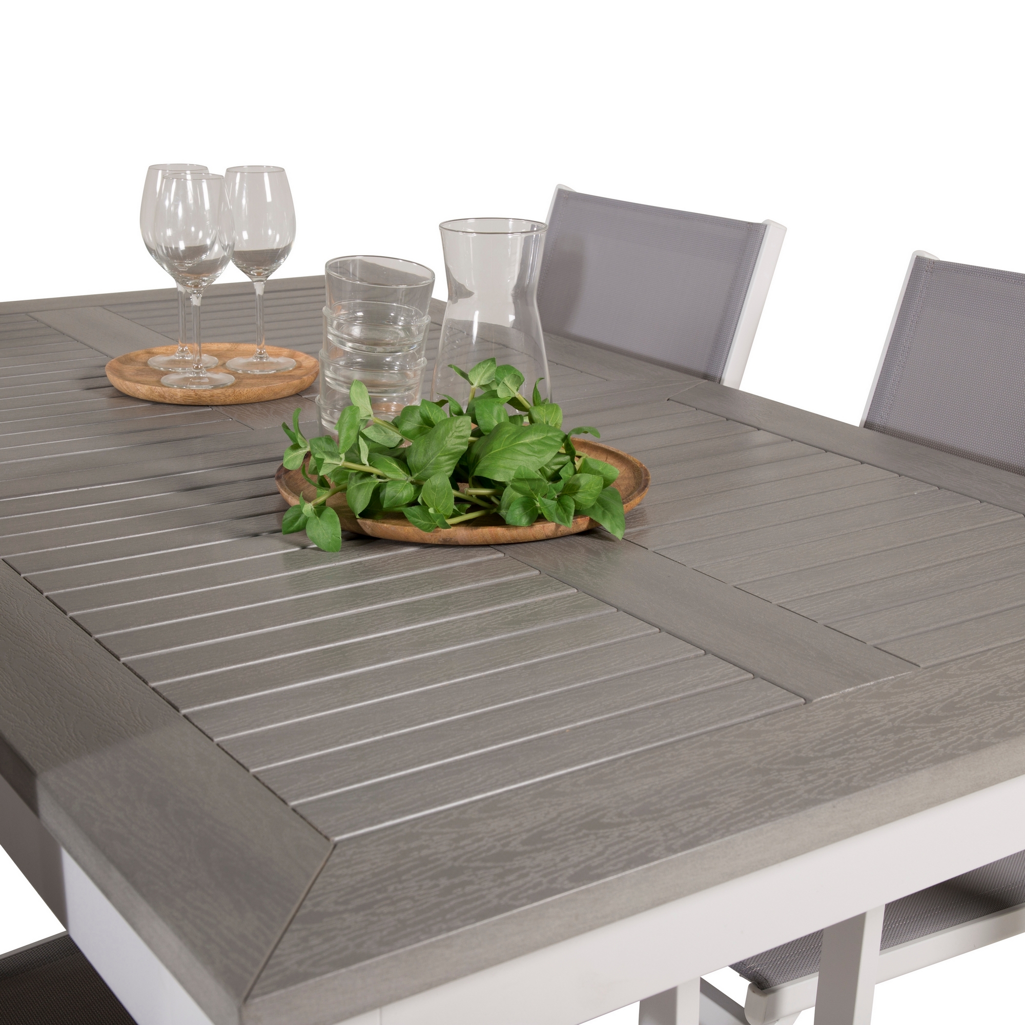 Albany Dining Table 152/210*90 - White Alu / Grey Aintwood+P Vit/Grå