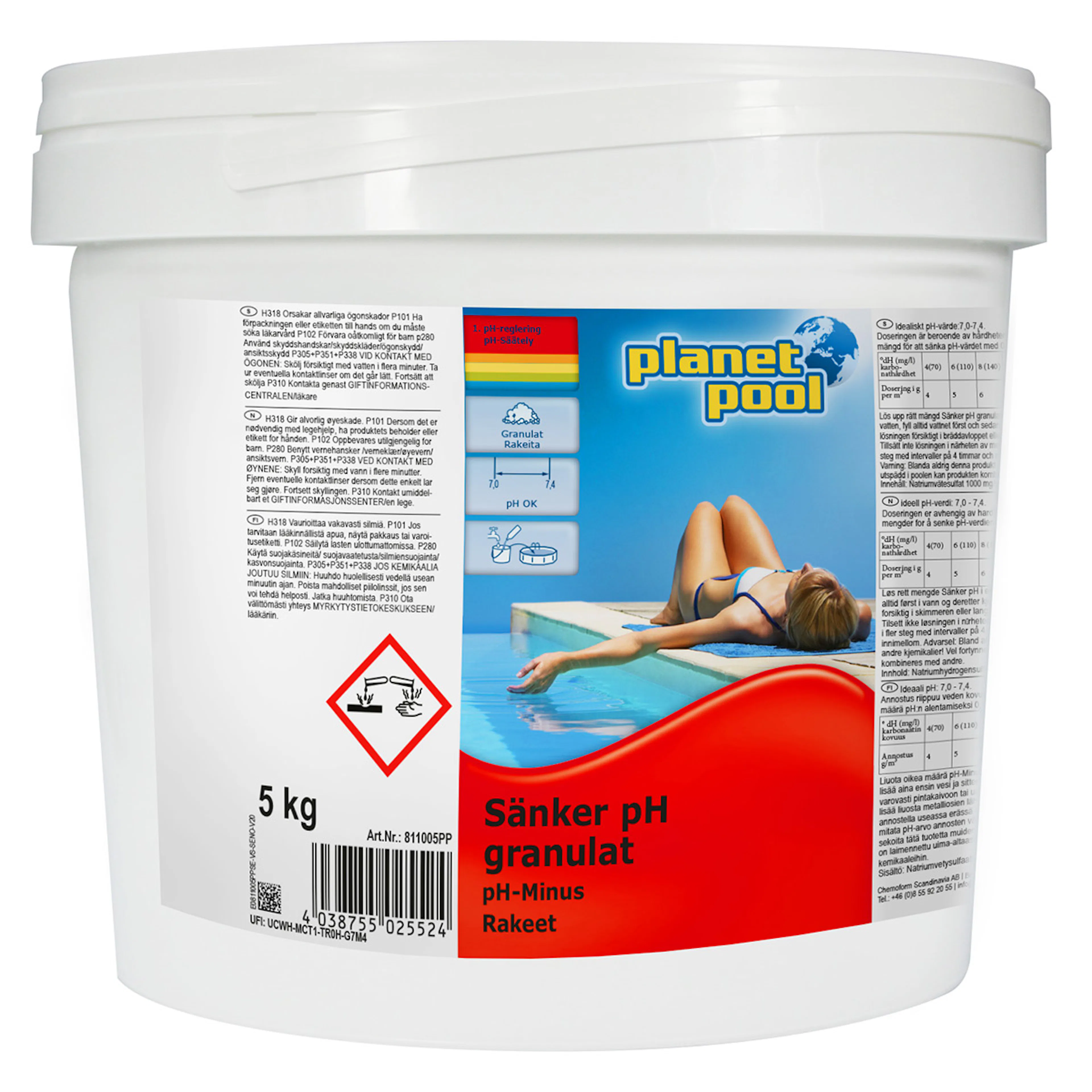 pH-Reglering Planet Pool Poolkemi för Spabad & Pool Granulat 5 kg