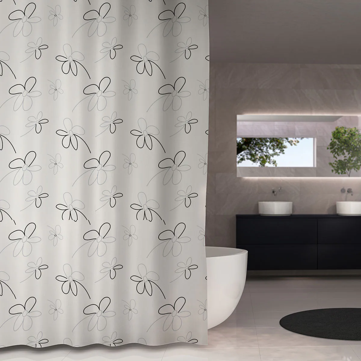 Duschdraperi Gipsy vit/grå 180x230 Vit/Grå, Storlek: 180x230 cm