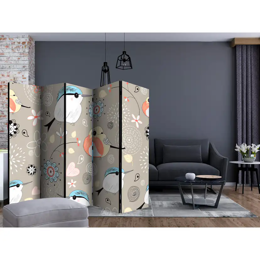 Rumsavdelare Arkiio Natural Pattern with Birds II 225x172 cm