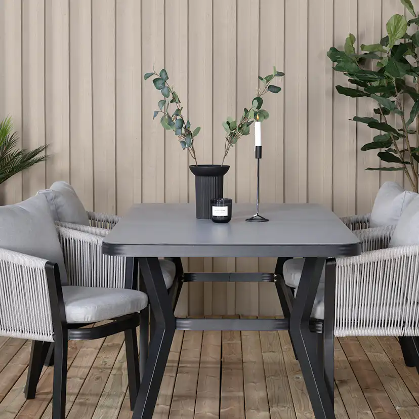 Matgrupp Venture Home Vyn Svart med 4 Vyn Matstolar