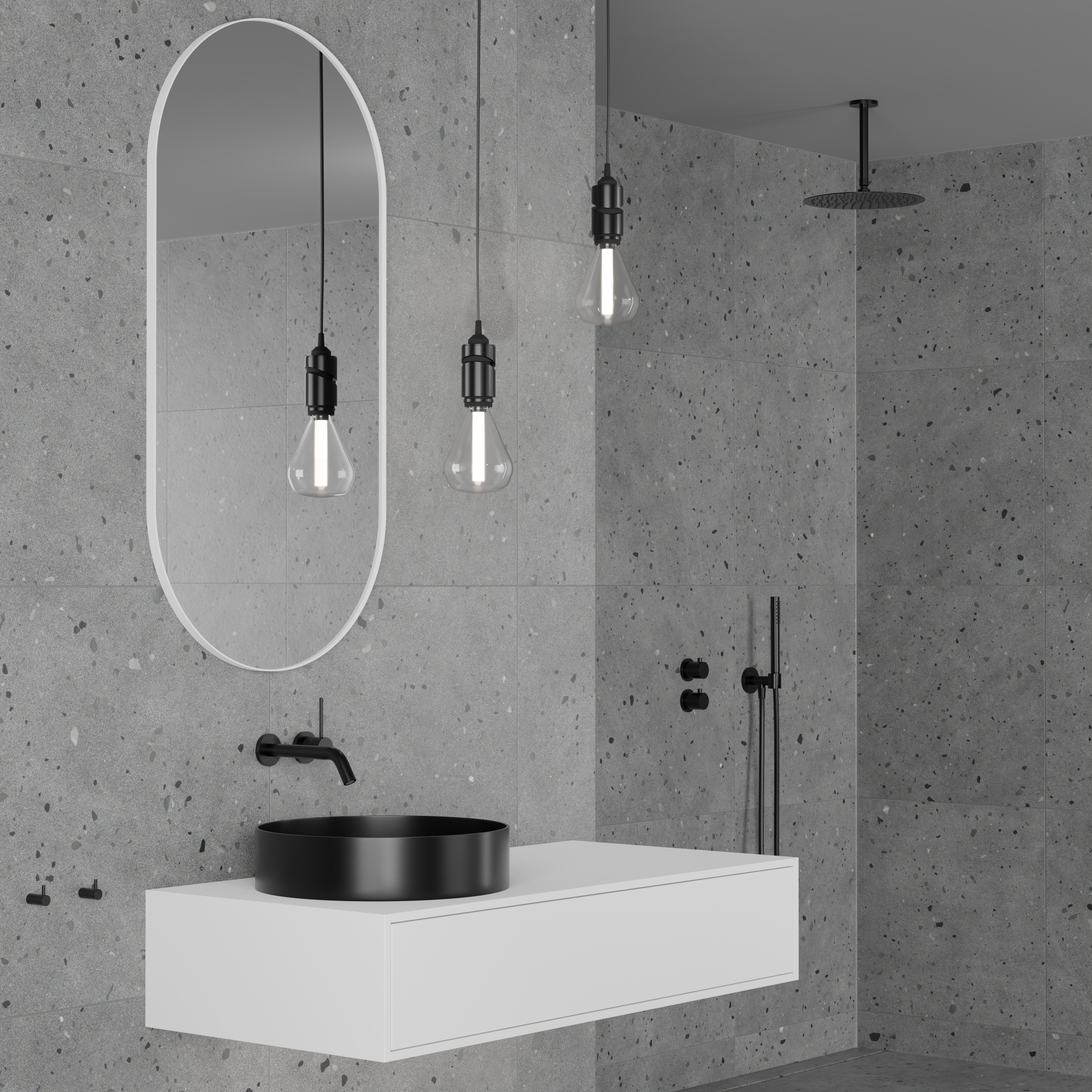 Takduschset Scandtap Steel Harmonized 2Z för Inbyggnad Shadow Shadow/Svart