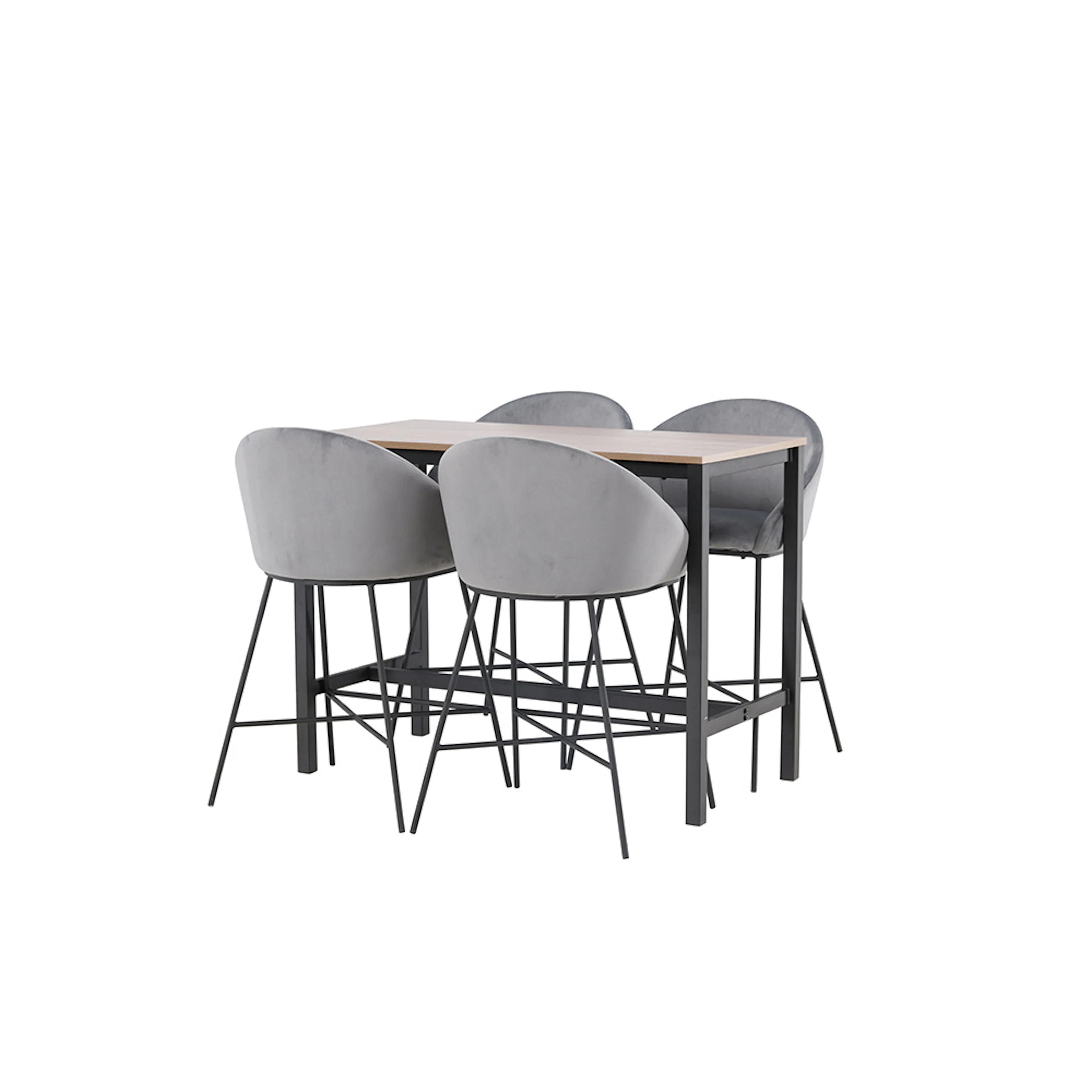 Camden Bar Table - Walnut / Walnut MDF +Velvet Bar Chair - B Valnöt/Grå