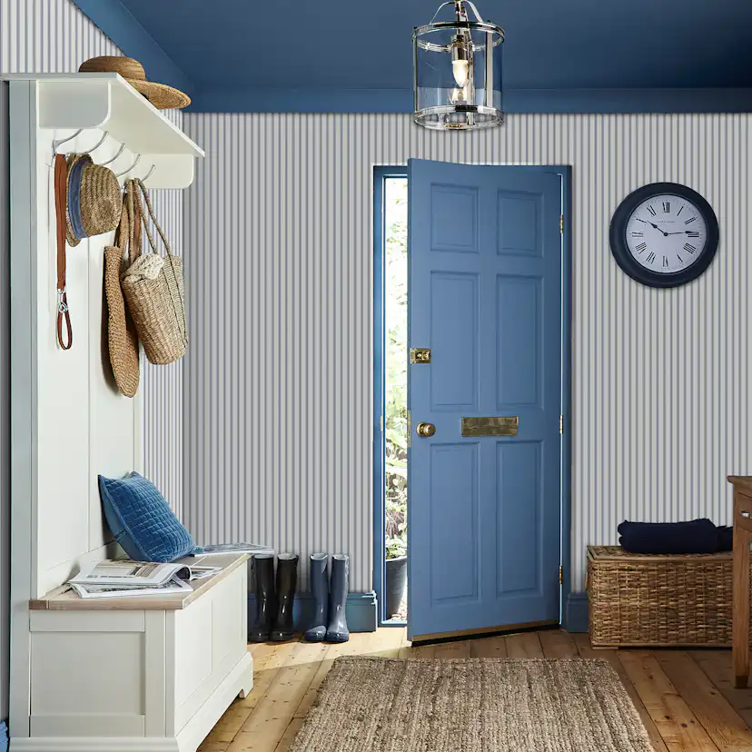 Tapet Laura Ashley Farnworth Stripe Smoke Blå 122752