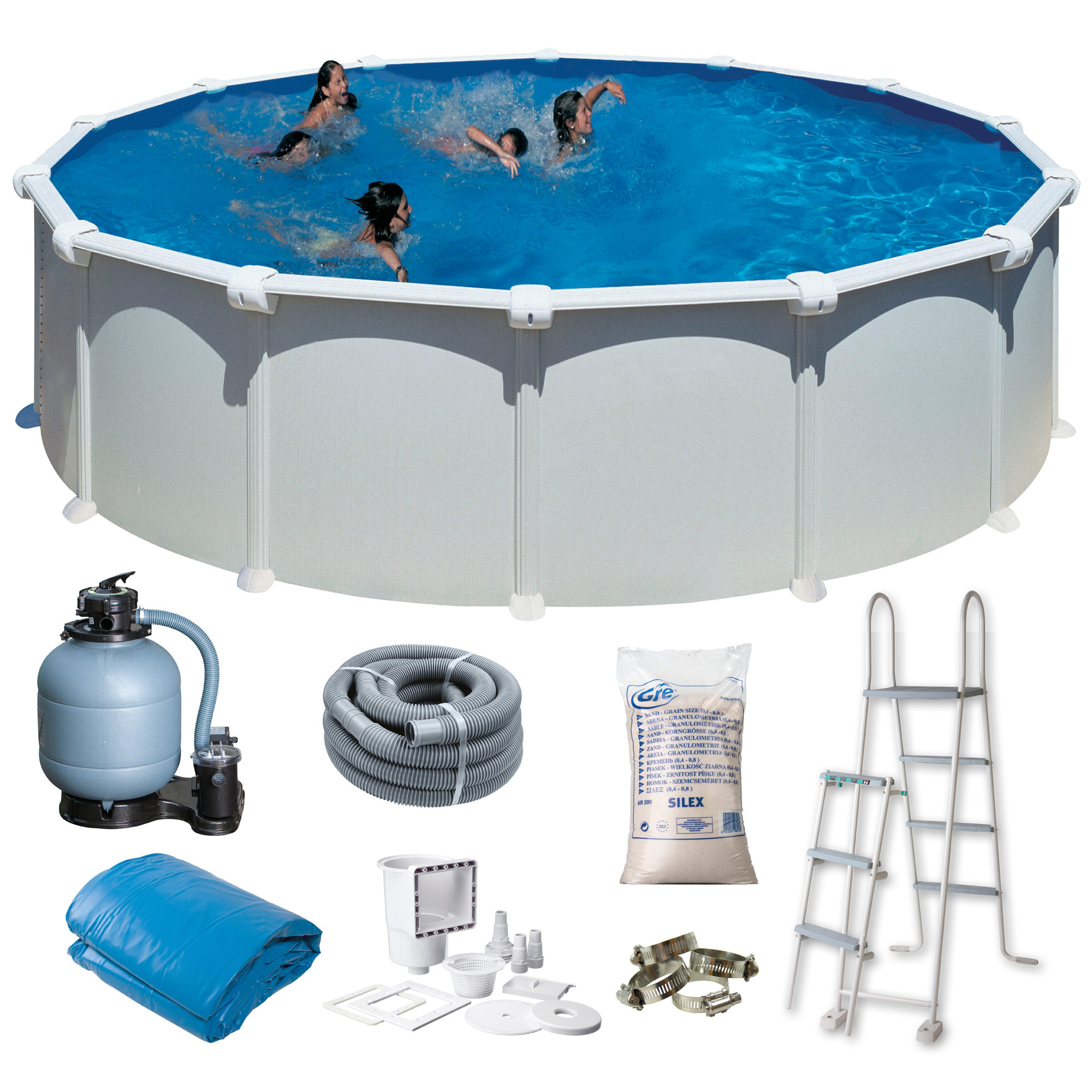 Basic Pool Rund Ø550 x 132 cm, Vit Ø550 cm, Djup: 132 cm, Färg:  Vit