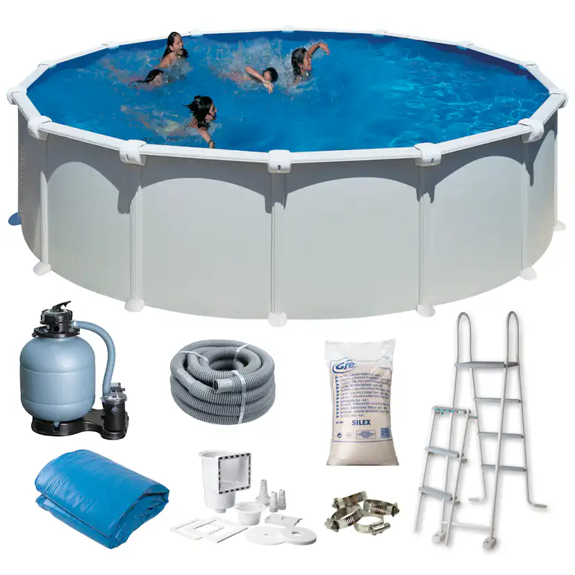 Basic Pool Rund Ø550 x 132 cm, Vit Ø550 cm, Djup: 132 cm, Färg: Vit