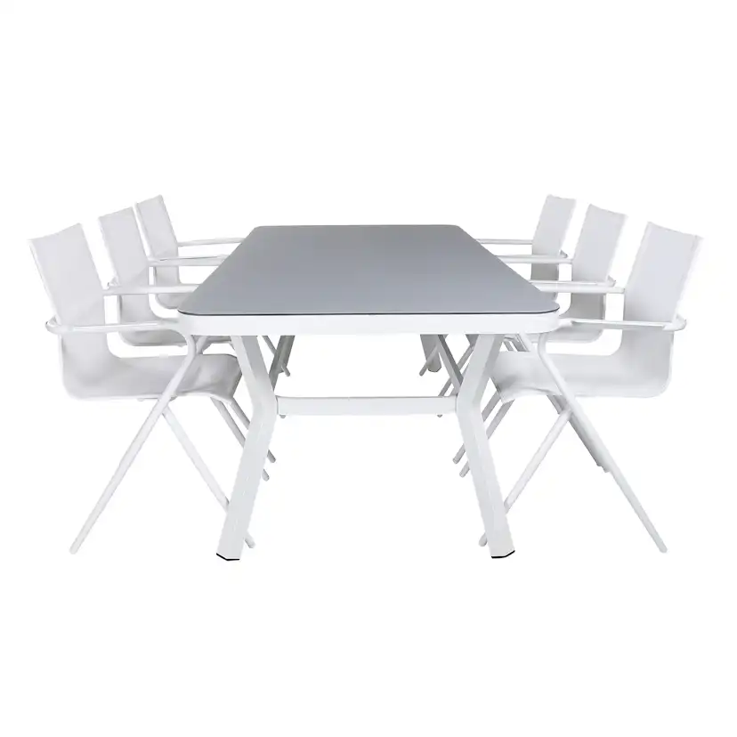 Matgrupp Utomhus Venture Home Virya 160x90 cm med 6 Alina Trädgårdsstolar